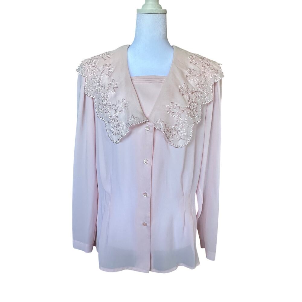 Nicola vintage baby pink sheer blouse - Picture 2 of 6